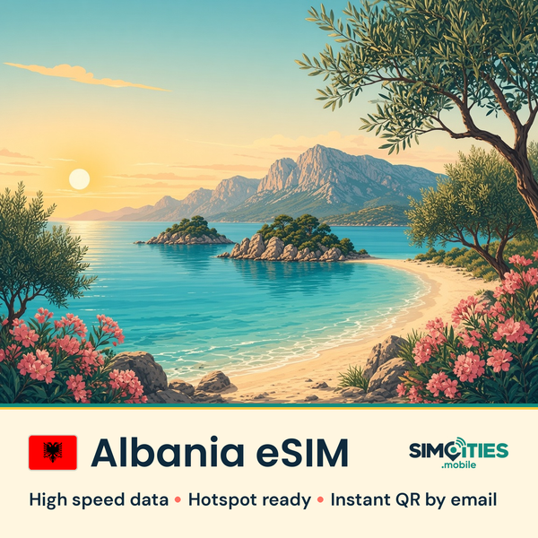 Albania eSIM – high speed travel data, hotspot ready – SIMCITIES