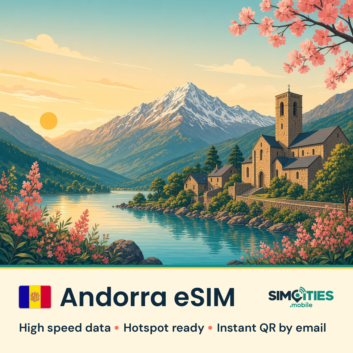 Andorra eSIM – high speed travel data, hotspot ready – SIMCITIES