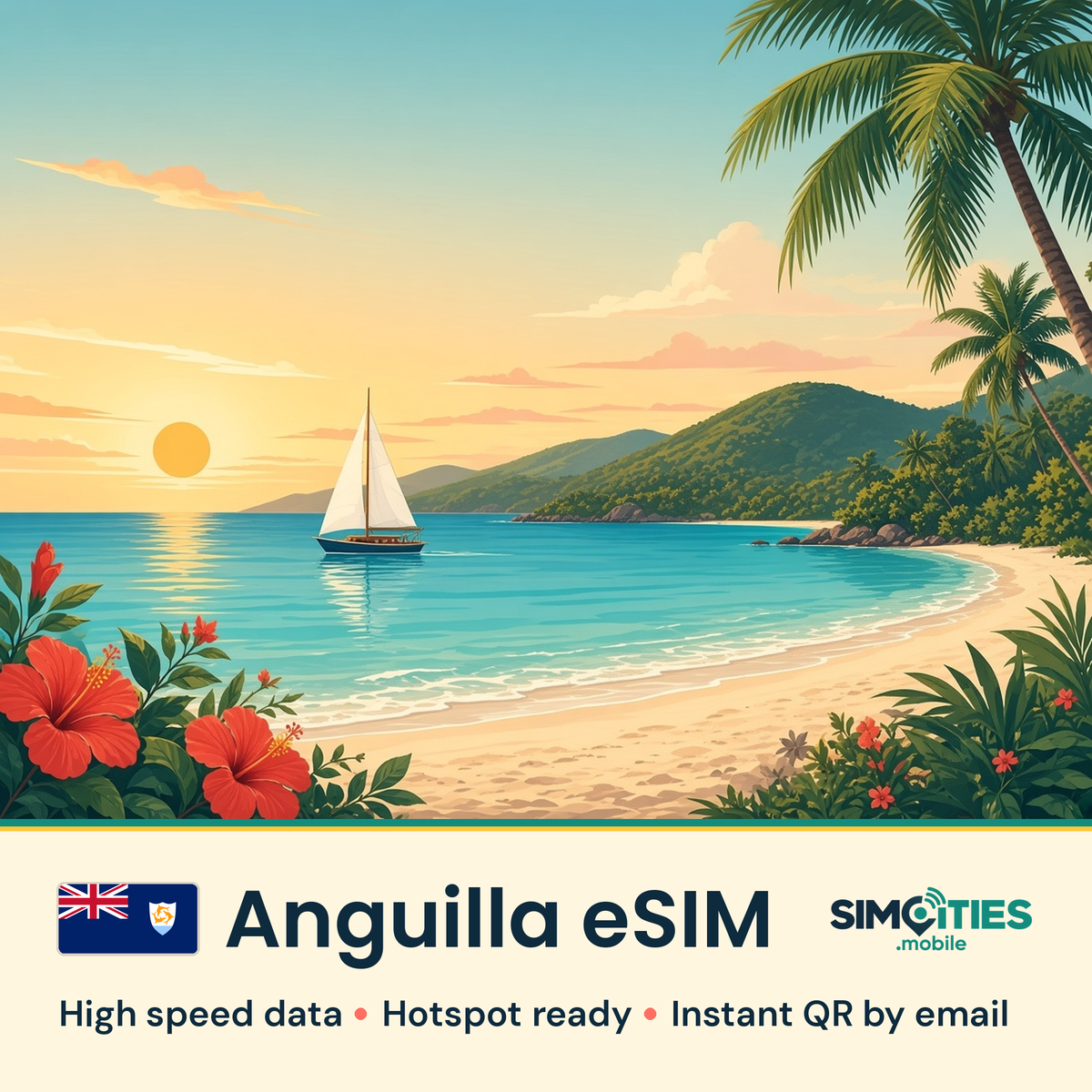 Anguilla eSIM – high speed travel data, hotspot ready – SIMCITIES