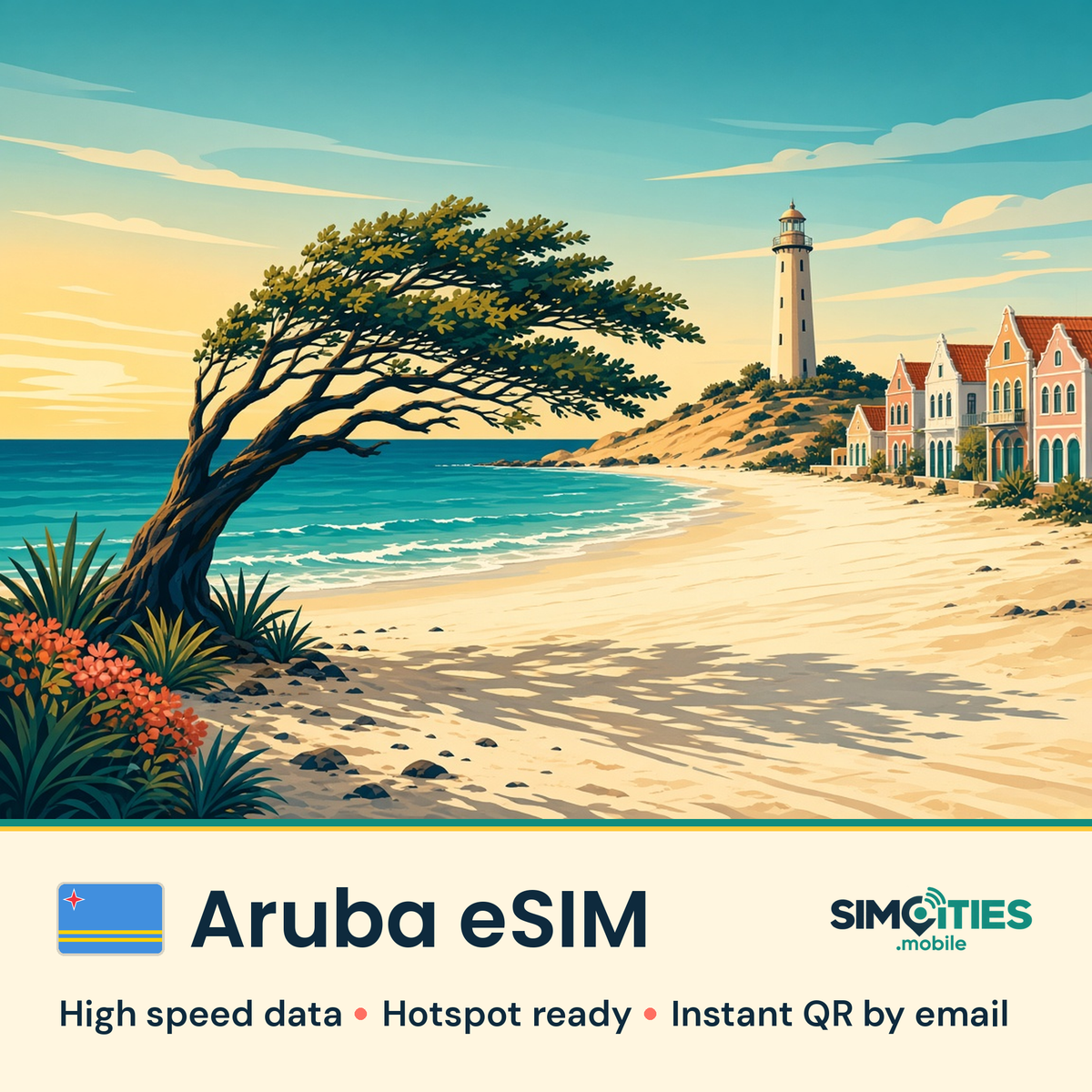 Aruba eSIM – high speed travel data, hotspot ready – SIMCITIES