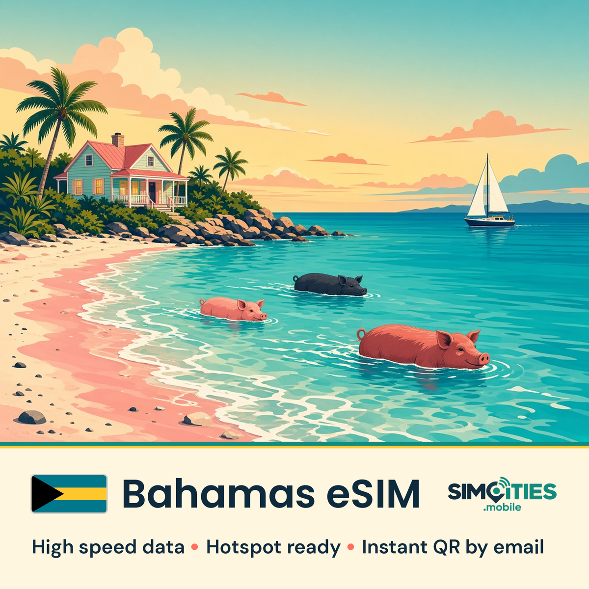 Bahamas eSIM – high speed travel data, hotspot ready – SIMCITIES