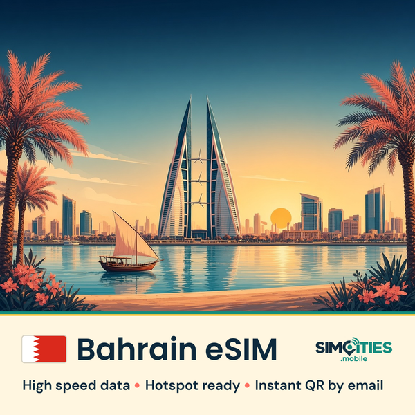 Bahrain eSIM – high speed travel data, hotspot ready – SIMCITIES