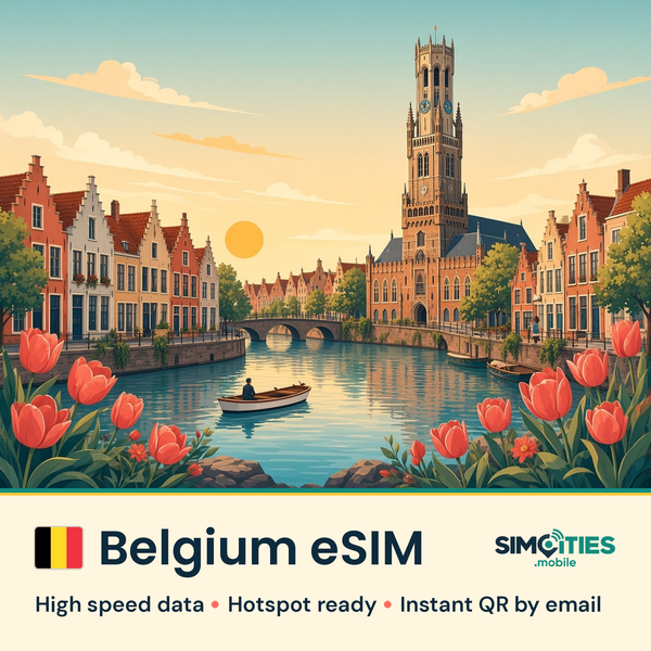 Belgium eSIM – high speed travel data, hotspot ready – SIMCITIES