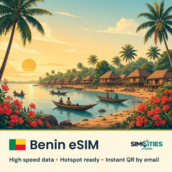 Benin eSIM – high speed travel data, hotspot ready – SIMCITIES