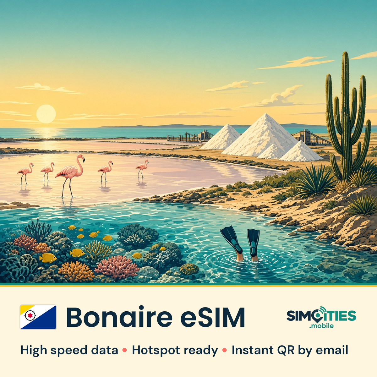 Bonaire eSIM – high speed travel data, hotspot ready – SIMCITIES