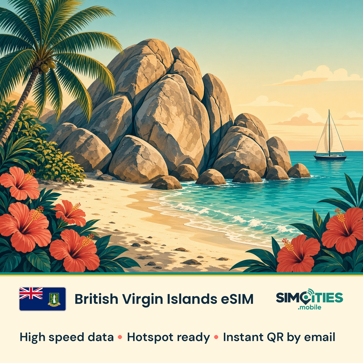 British Virgin Islands eSIM – high speed travel data, hotspot ready – SIMCITIES