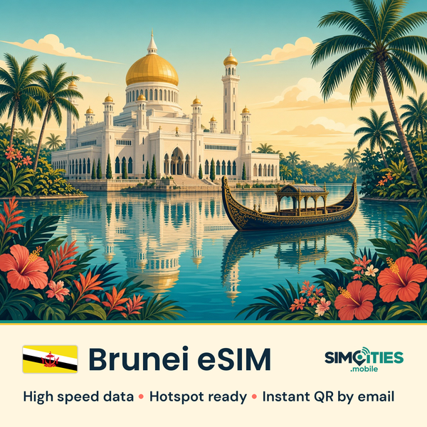 Brunei eSIM – high speed travel data, hotspot ready – SIMCITIES
