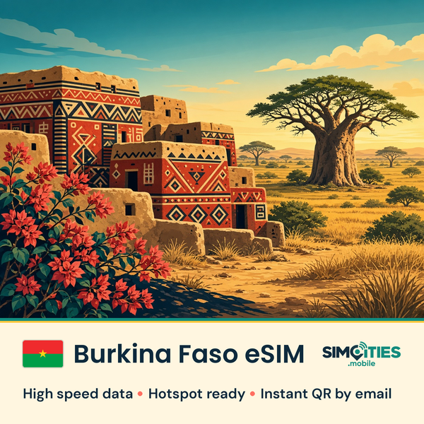 Burkina Faso eSIM – high speed travel data, hotspot ready – SIMCITIES