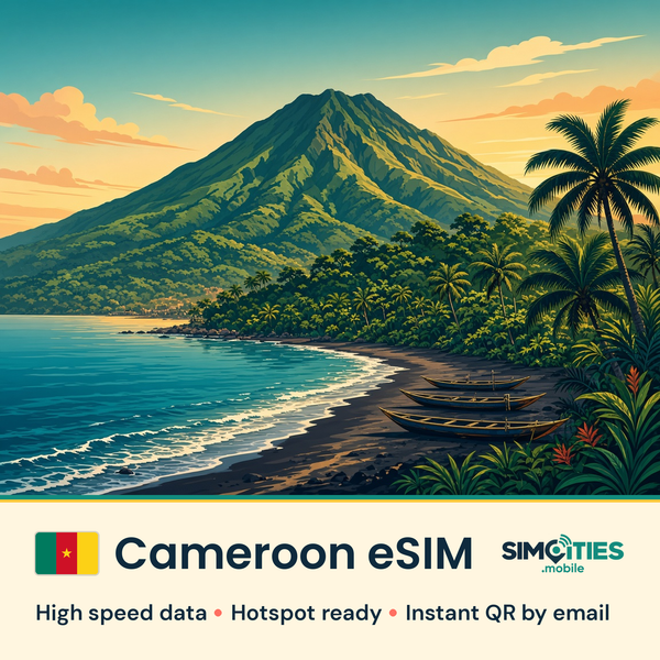 Cameroon eSIM – high speed travel data, hotspot ready – SIMCITIES