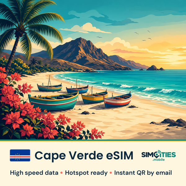 Cape Verde eSIM – high speed travel data, hotspot ready – SIMCITIES