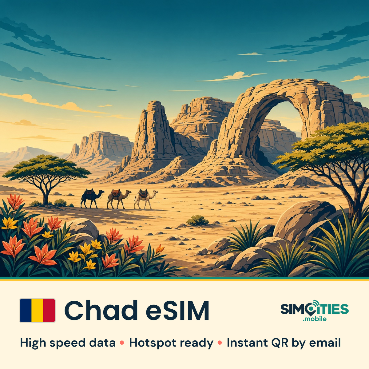 Chad eSIM – high speed travel data, hotspot ready – SIMCITIES