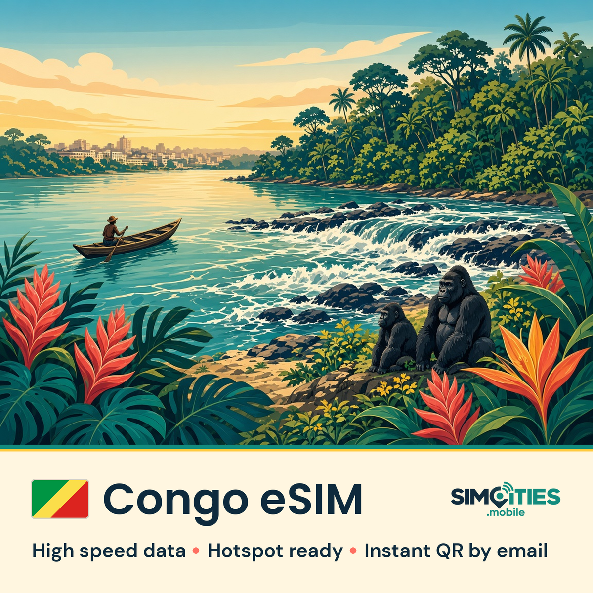 Congo eSIM – high speed travel data, hotspot ready – SIMCITIES