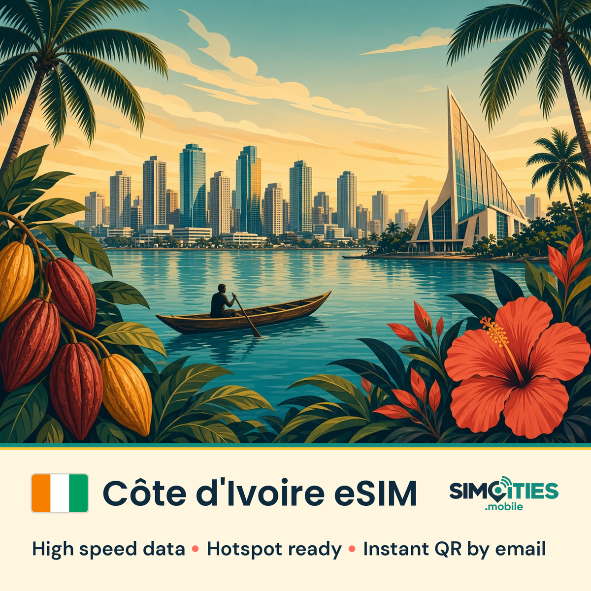 Côte d'Ivoire eSIM – high speed travel data, hotspot ready – SIMCITIES