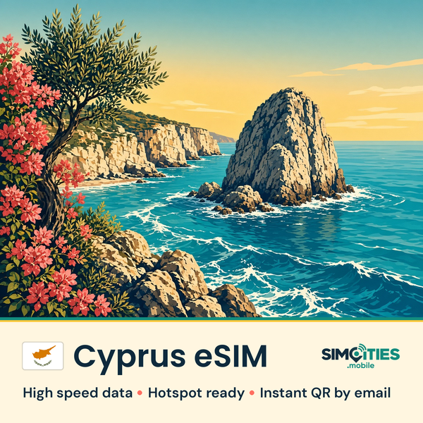 Cyprus eSIM – high speed travel data, hotspot ready – SIMCITIES