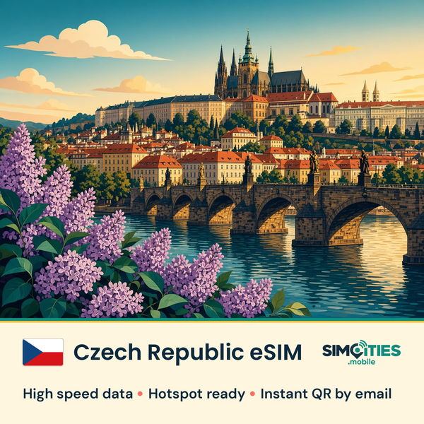 Czech Republic eSIM – high speed travel data, hotspot ready – SIMCITIES
