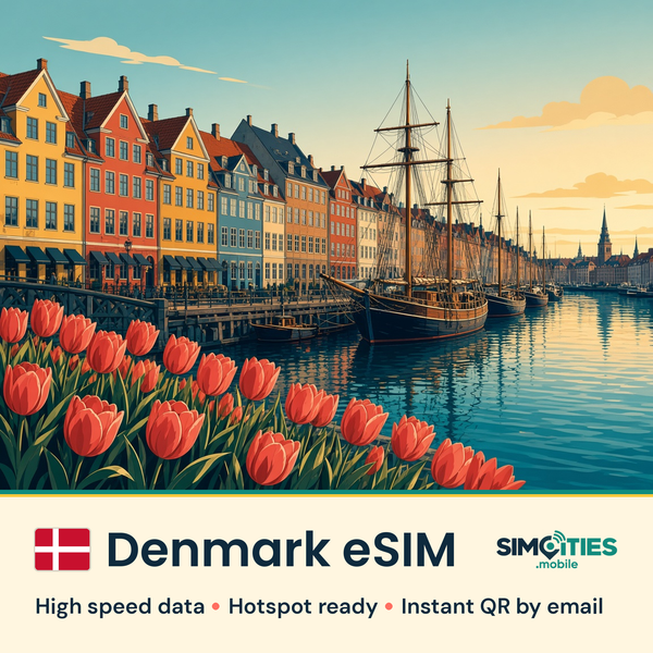Denmark eSIM – high speed travel data, hotspot ready – SIMCITIES