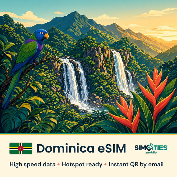Dominica eSIM – high speed travel data, hotspot ready – SIMCITIES