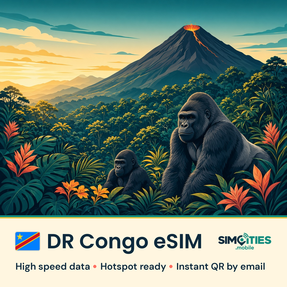 DR Congo eSIM – high speed travel data, hotspot ready – SIMCITIES
