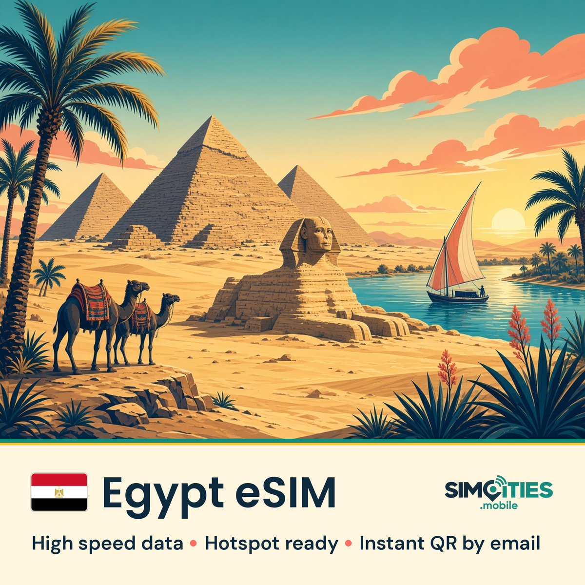 Egypt eSIM – high speed travel data, hotspot ready – SIMCITIES