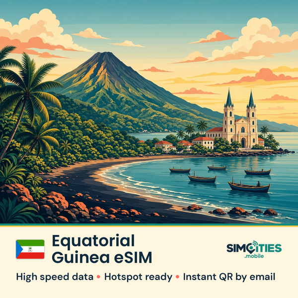 Equatorial Guinea eSIM – high speed travel data, hotspot ready – SIMCITIES