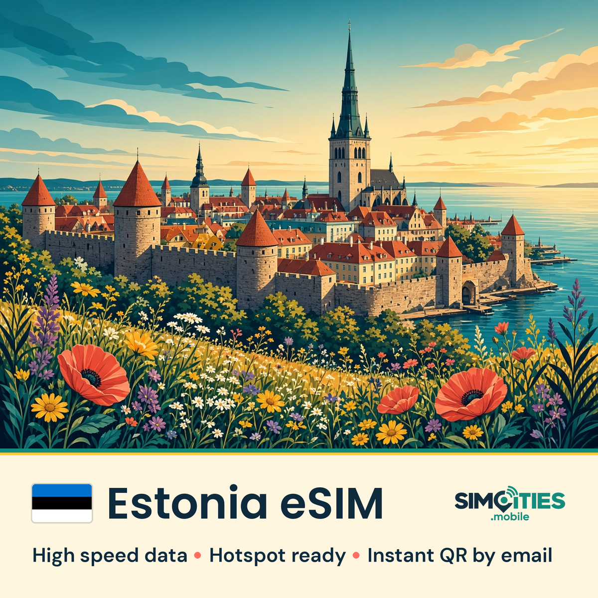 Estonia eSIM – high speed travel data, hotspot ready – SIMCITIES
