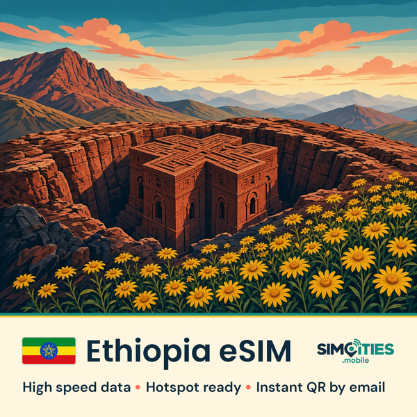 Ethiopia eSIM – high speed travel data, hotspot ready – SIMCITIES