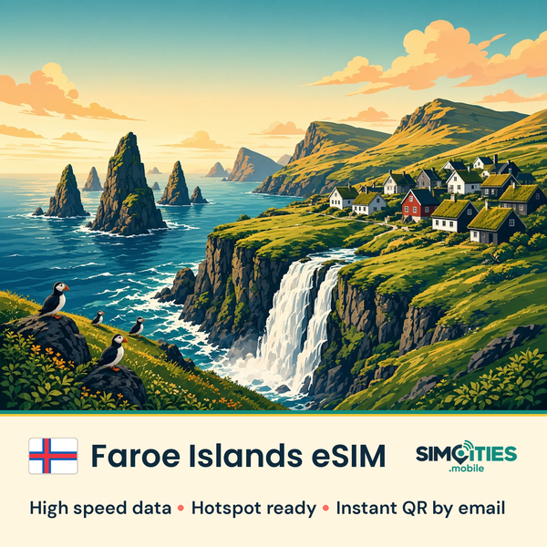 Faroe Islands eSIM – high speed travel data, hotspot ready – SIMCITIES