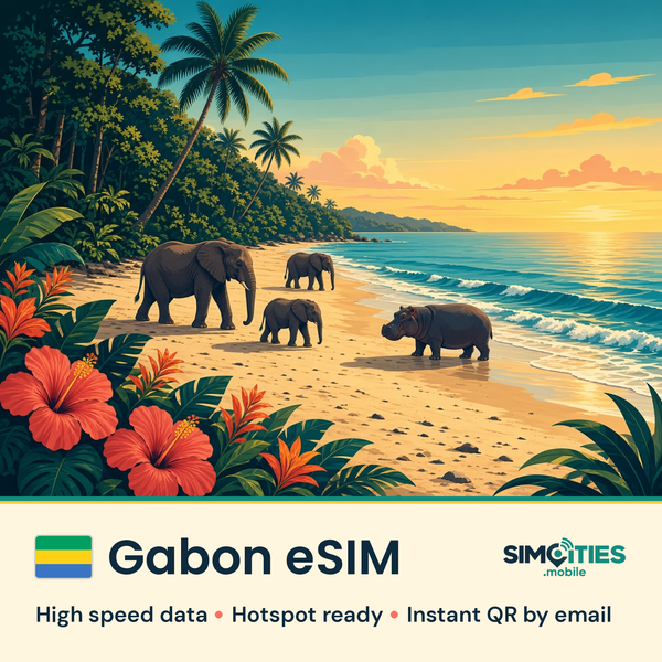 Gabon eSIM – high speed travel data, hotspot ready – SIMCITIES