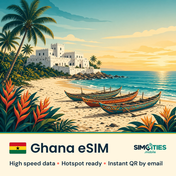 Ghana eSIM – high speed travel data, hotspot ready – SIMCITIES