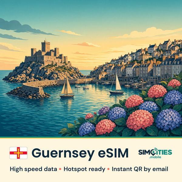 Guernsey eSIM – high speed travel data, hotspot ready – SIMCITIES