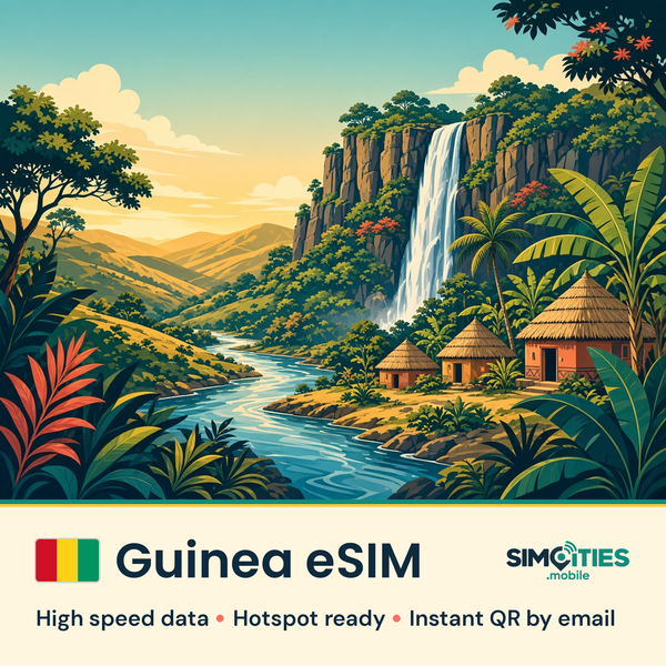 Guinea eSIM – high speed travel data, hotspot ready – SIMCITIES
