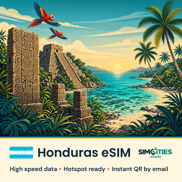 Honduras eSIM – high speed travel data, hotspot ready – SIMCITIES
