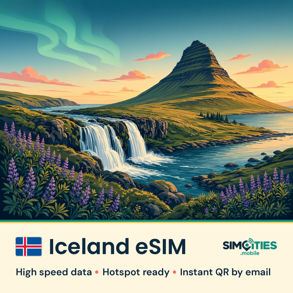 Iceland eSIM – high speed travel data, hotspot ready – SIMCITIES