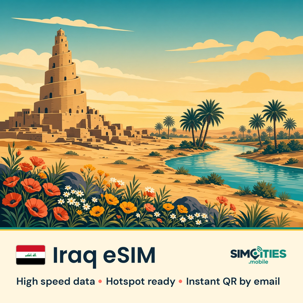 Iraq eSIM – high speed travel data, hotspot ready – SIMCITIES