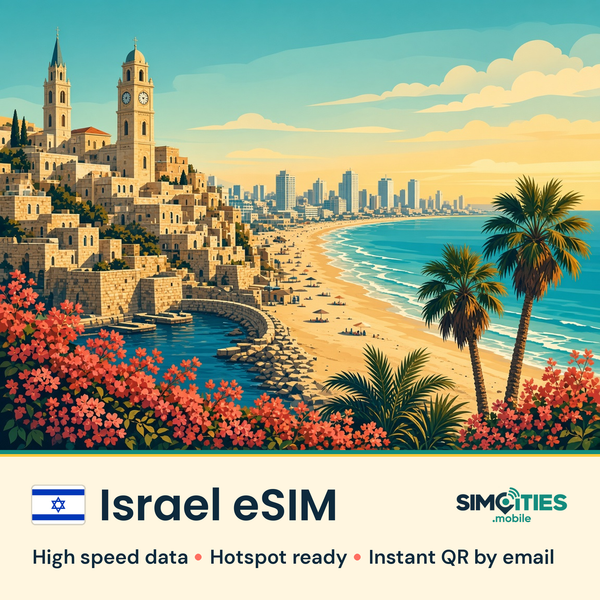 Israel eSIM – high speed travel data, hotspot ready – SIMCITIES