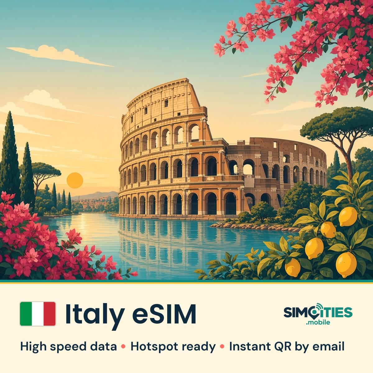 Italy eSIM – high speed internet, hotspot ready | SIMCITIES