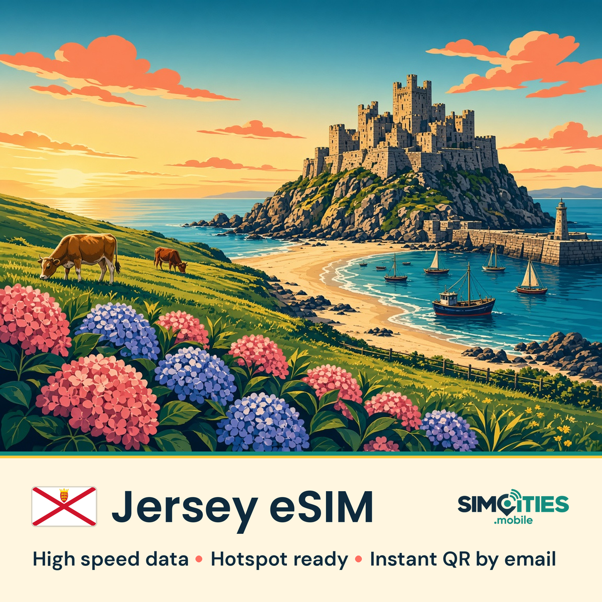 Jersey eSIM – high speed travel data, hotspot ready – SIMCITIES