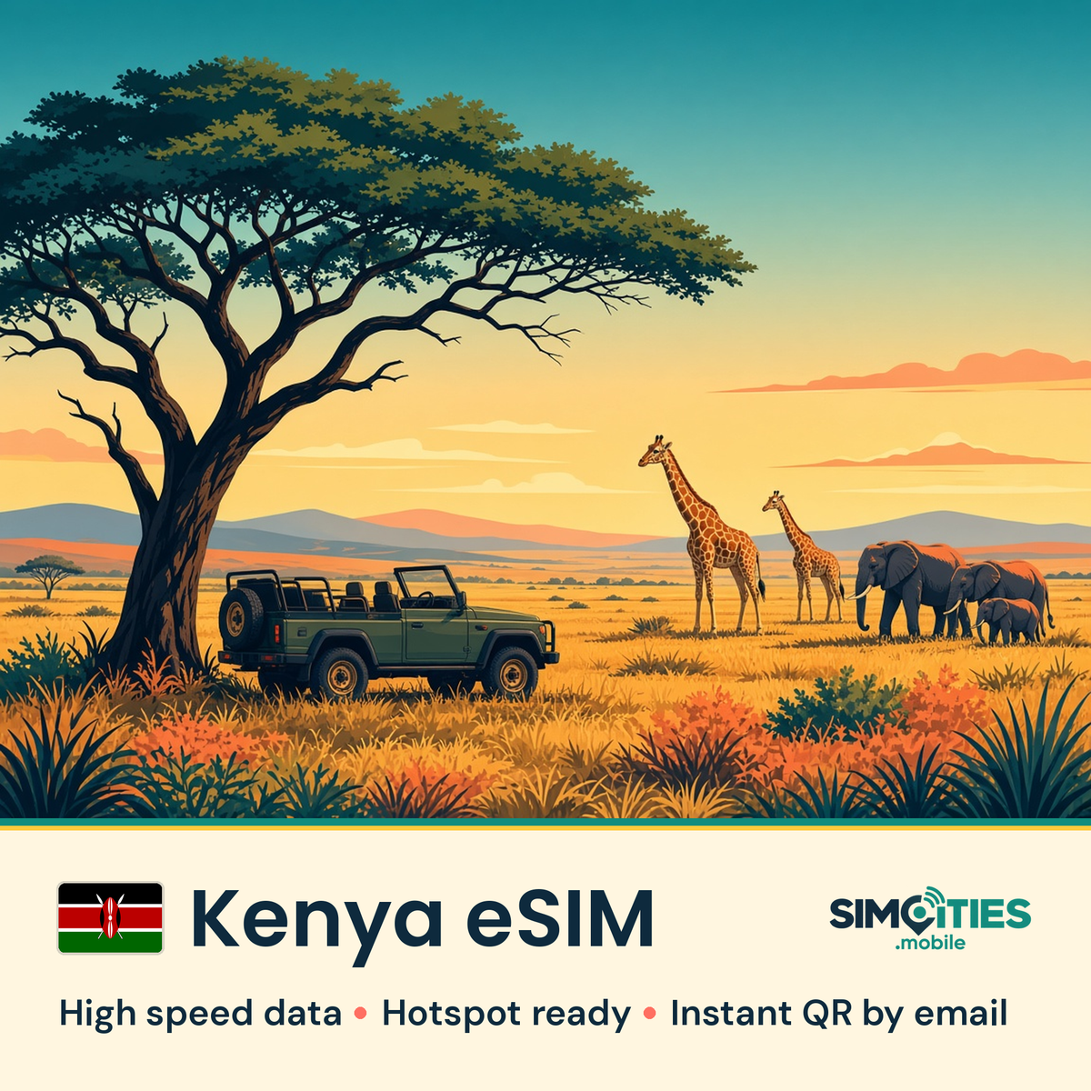 Kenya eSIM – high speed travel data, hotspot ready – SIMCITIES