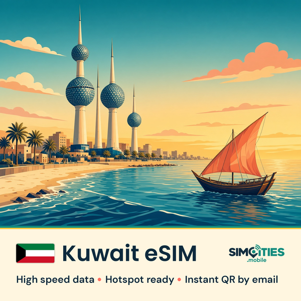 Kuwait eSIM – high speed travel data, hotspot ready – SIMCITIES