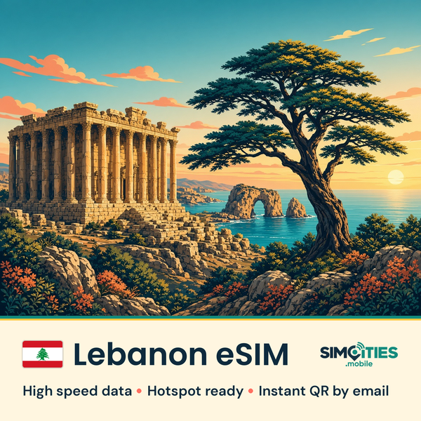 Lebanon eSIM – high speed travel data, hotspot ready – SIMCITIES