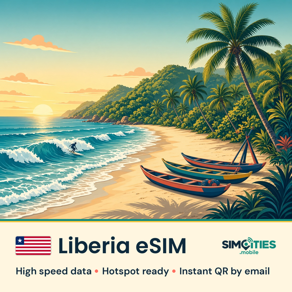 Liberia eSIM – high speed travel data, hotspot ready – SIMCITIES