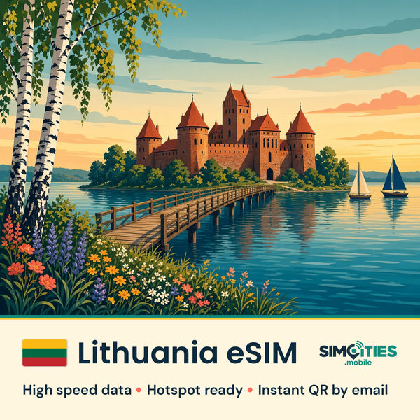 Lithuania eSIM – high speed travel data, hotspot ready – SIMCITIES