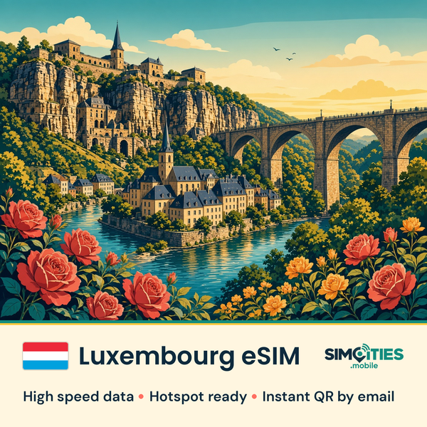 Luxembourg eSIM – high speed travel data, hotspot ready – SIMCITIES