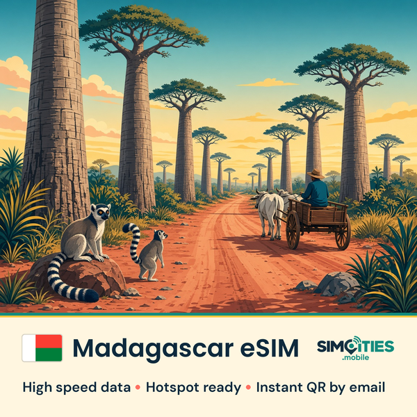 Madagascar eSIM – high speed travel data, hotspot ready – SIMCITIES