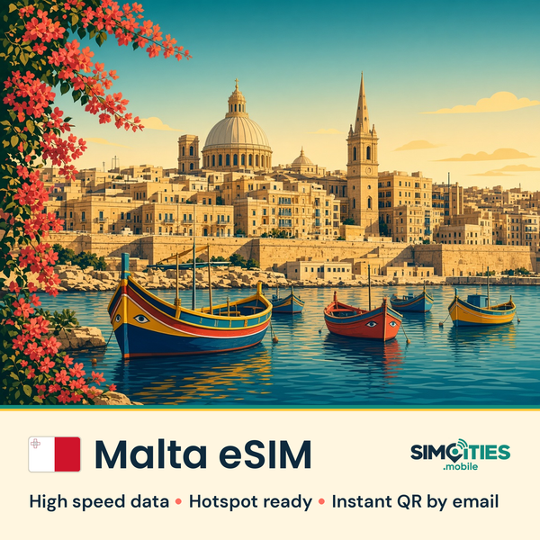 Malta eSIM – high speed travel data, hotspot ready – SIMCITIES