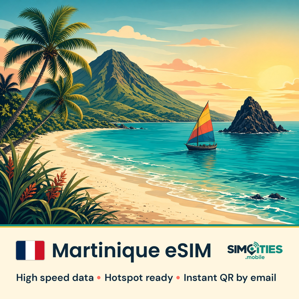 Martinique eSIM – high speed travel data, hotspot ready – SIMCITIES