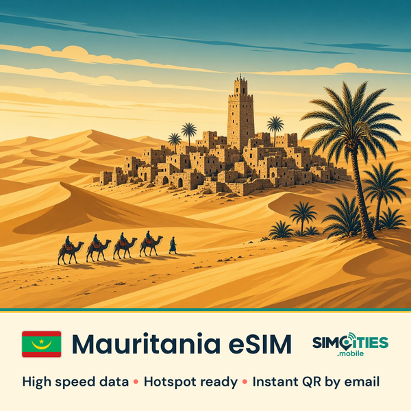 Mauritania eSIM – high speed travel data, hotspot ready – SIMCITIES