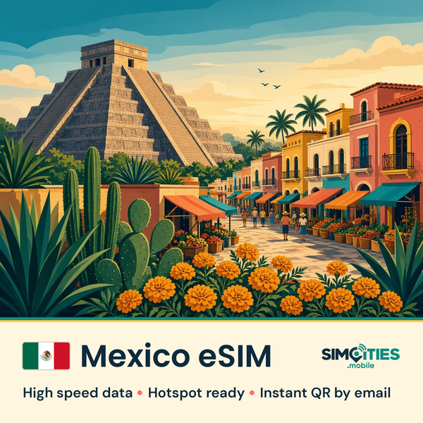 Mexico eSIM – high speed travel data, hotspot ready – SIMCITIES
