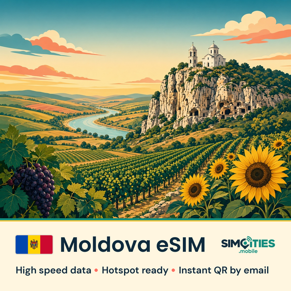 Moldova eSIM – high speed travel data, hotspot ready – SIMCITIES