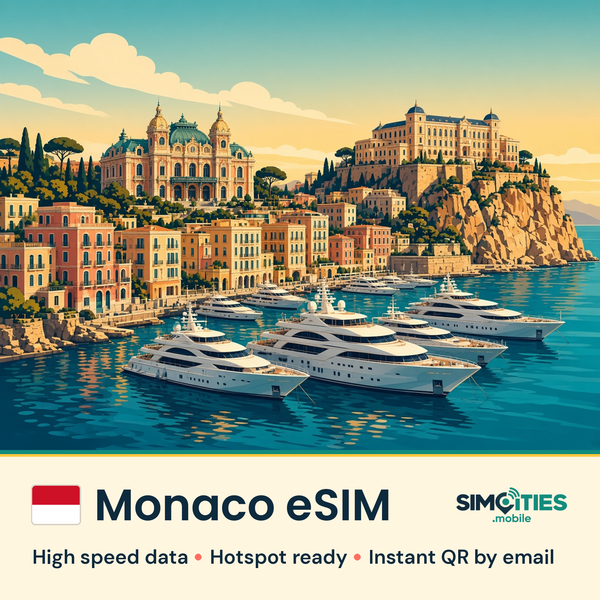 Monaco eSIM – high speed travel data, hotspot ready – SIMCITIES